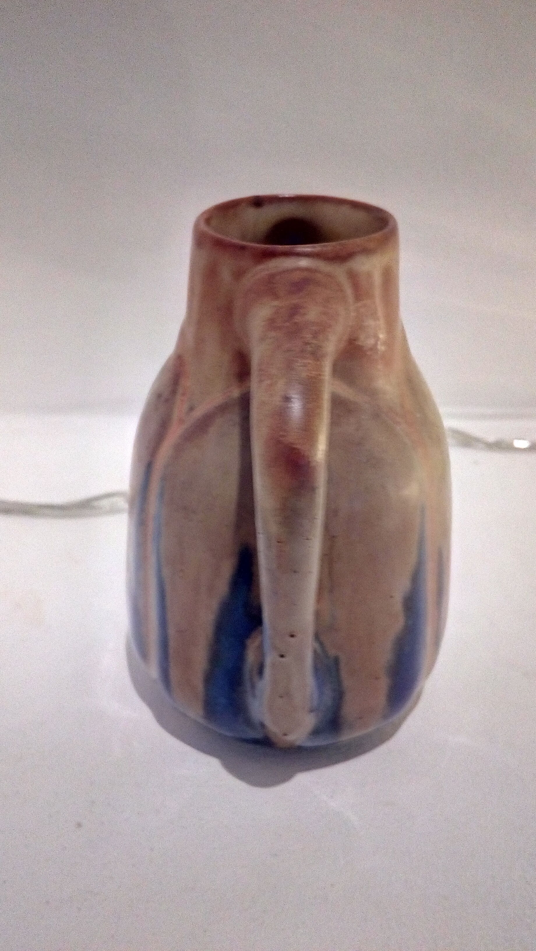 Blue enamelled flamed sandstone vase by Méténier