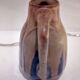 Blue enamelled flamed sandstone vase by Méténier