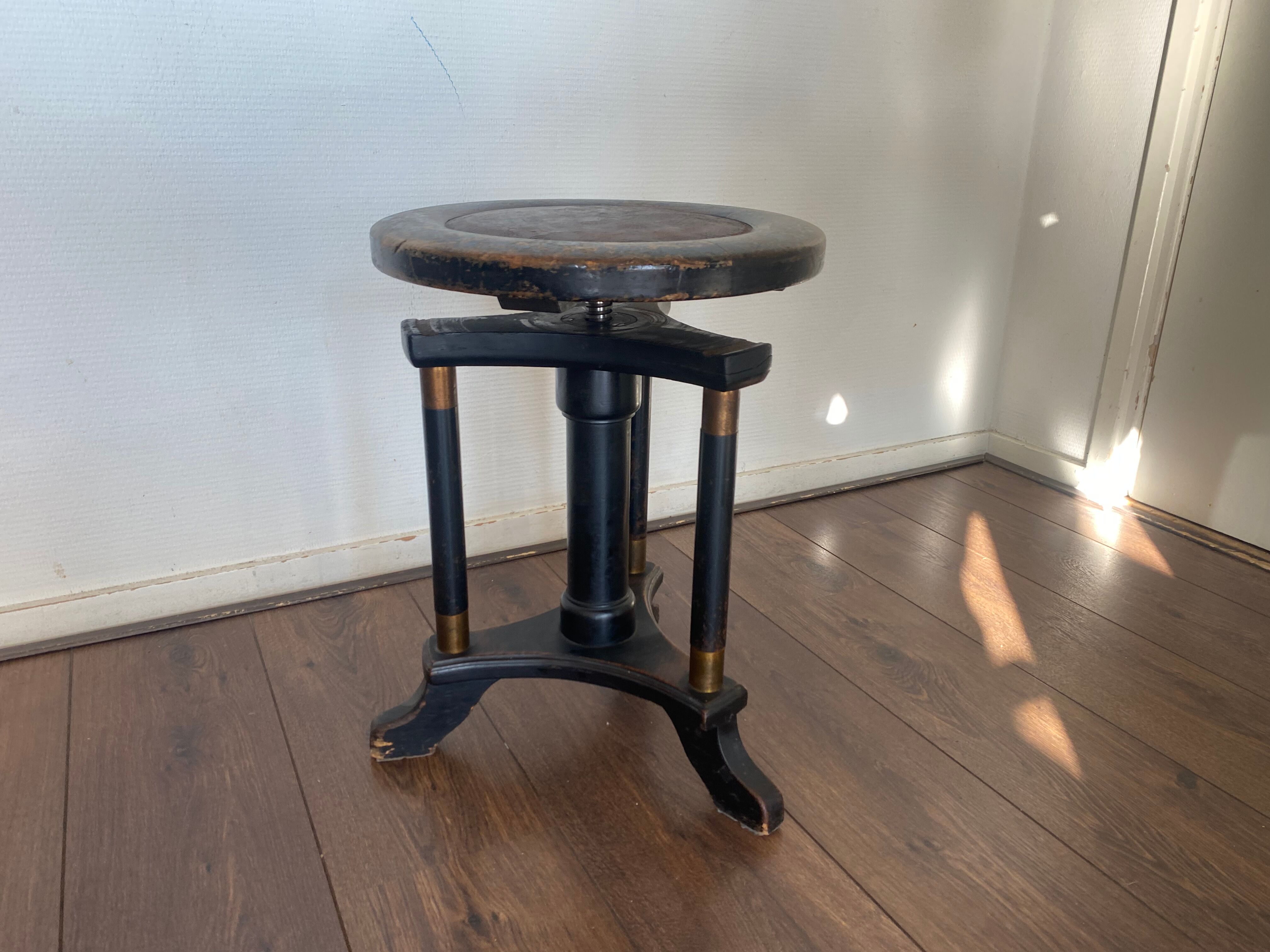 Art deco regency piano stool in oak 1920s