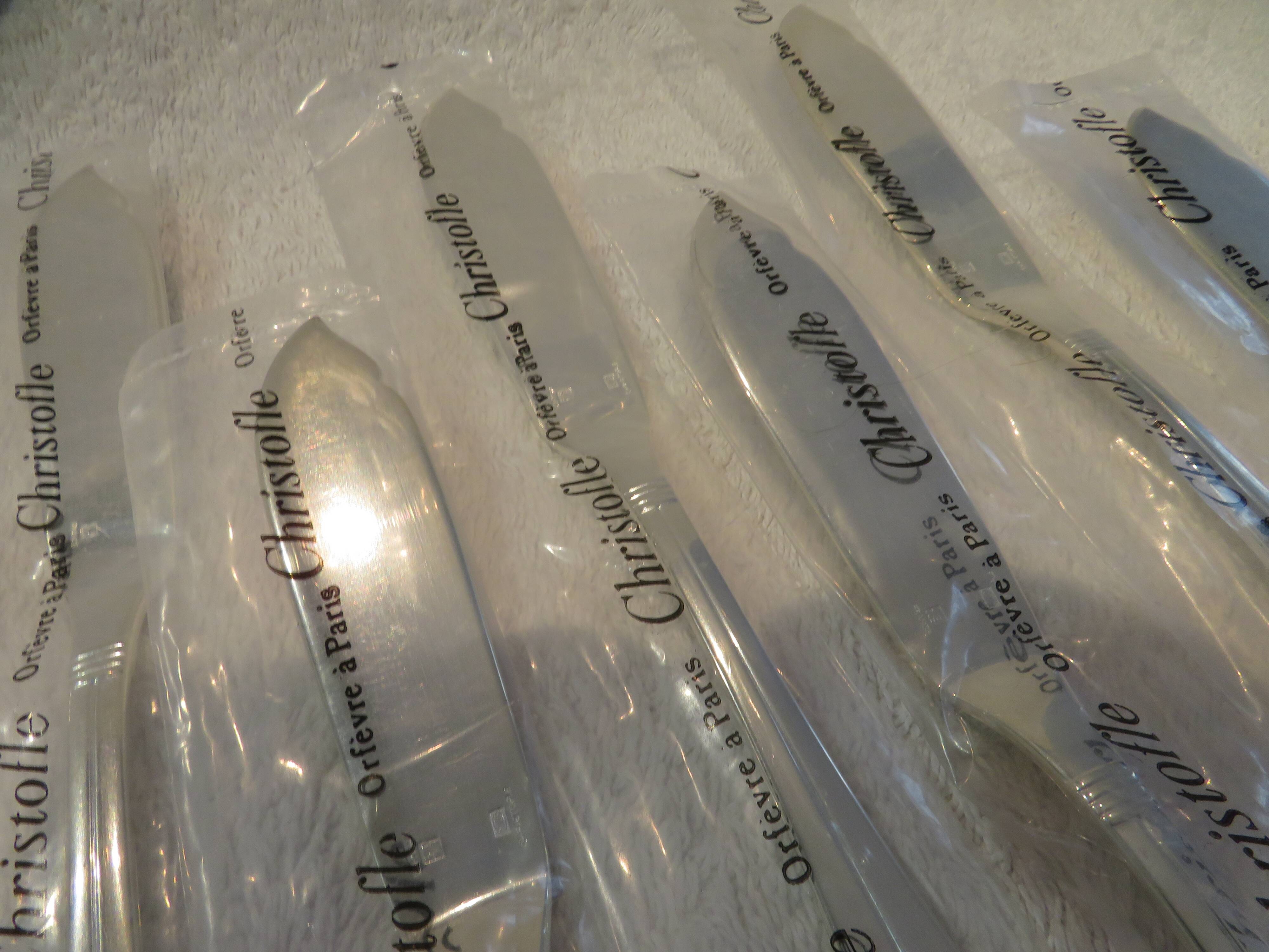 6 Christofle Atlantide silver-plated fish cutlery sets 12p in blister pack