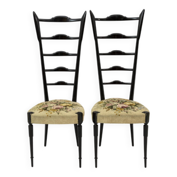 Paire de chaises à dossier haut, style italien moderne du milieu du siècle