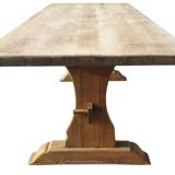 Natural wood farmhouse table