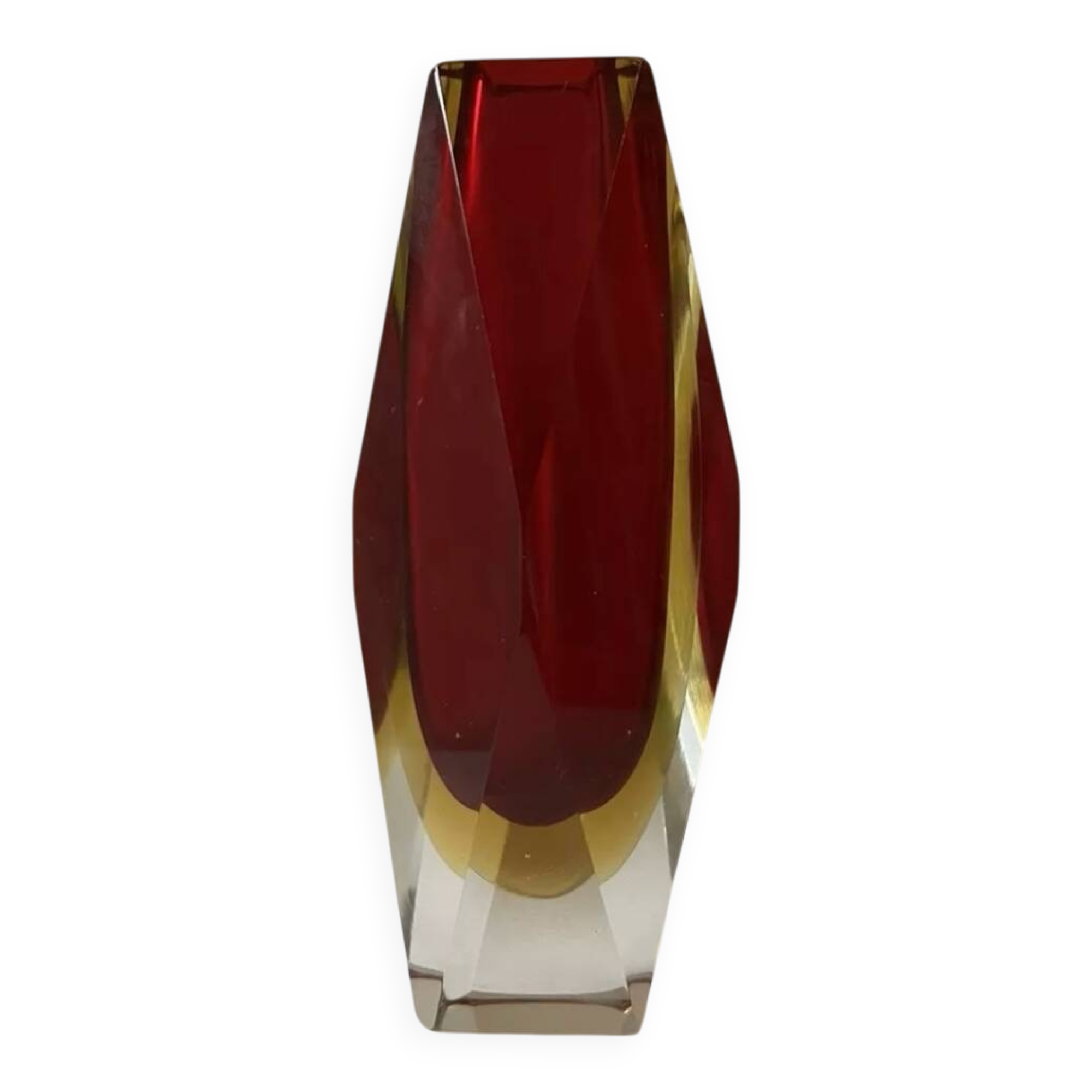 Murano Sommerso faceted glass vase by Flavio Poli Italy 1970