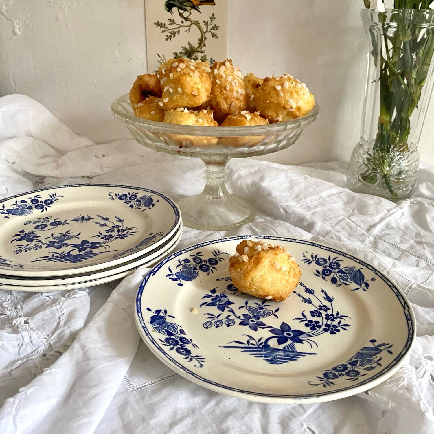 Assiettes à dessert Boch La Louvière Grand bouquet