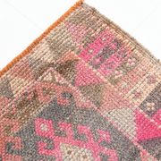 3x12 Pink & Brown Suğer Soft Modern Vintage Runner Rug, 92x376Cm