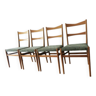 Set of 4 mid century dining chairs with chenille covers, 1960