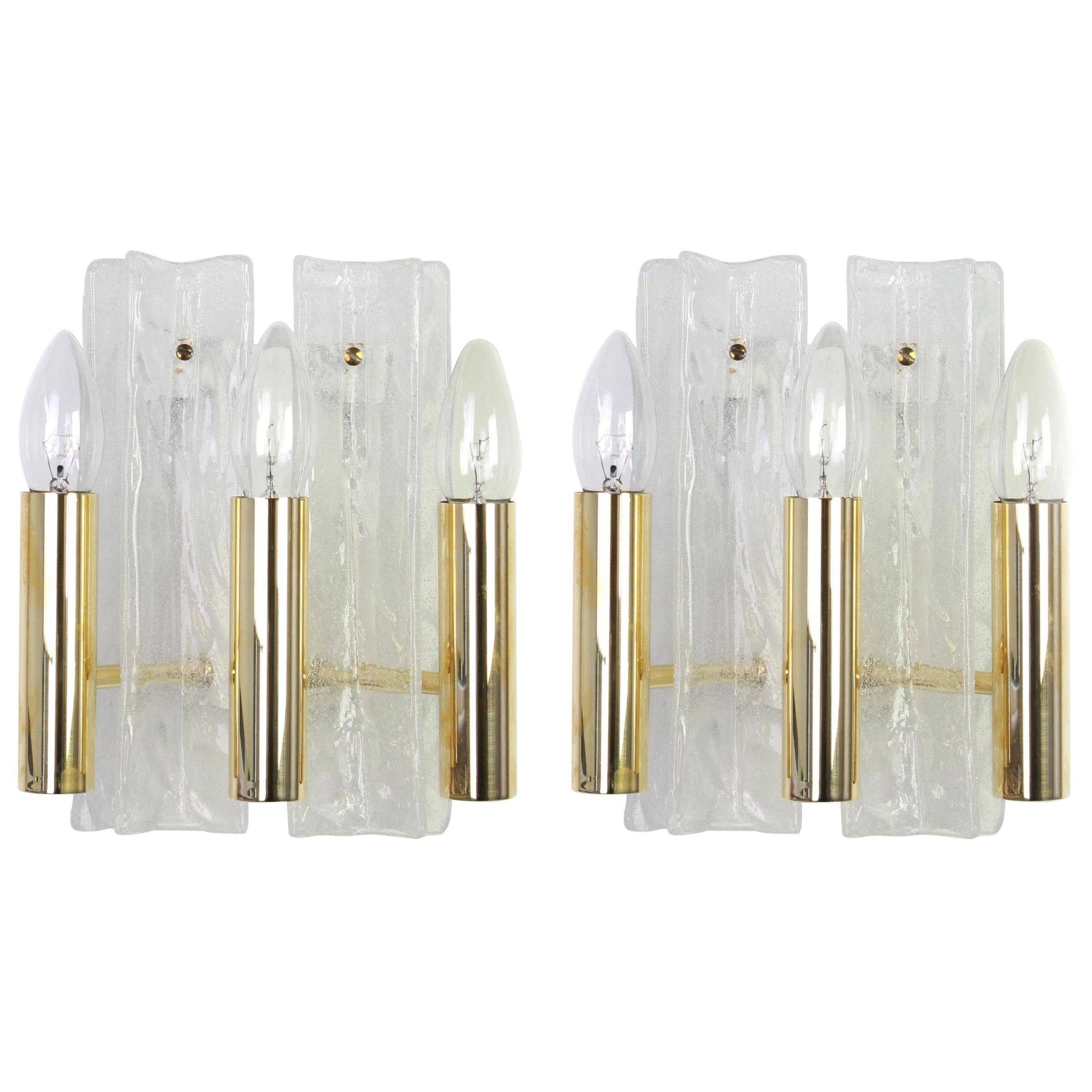 Pair of Murano glass wall sconces by Kalmar, Model Lipizza, Austria, 1960s.