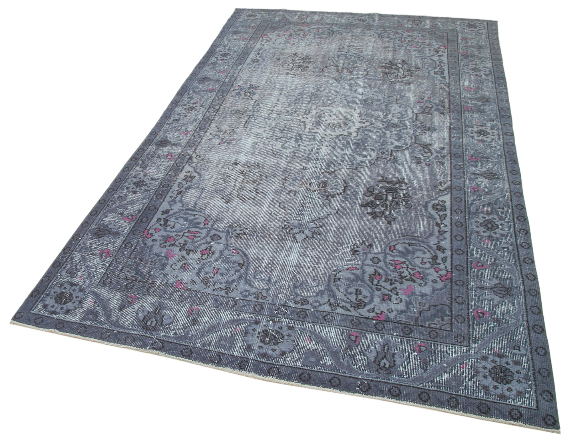 Handmade bohemian turkish 1980s 168 cm x 284 cm grey carpet