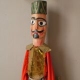 Marionnette décorative turc ancienne en bois et métal doré jouet ancien fabrication artisanale