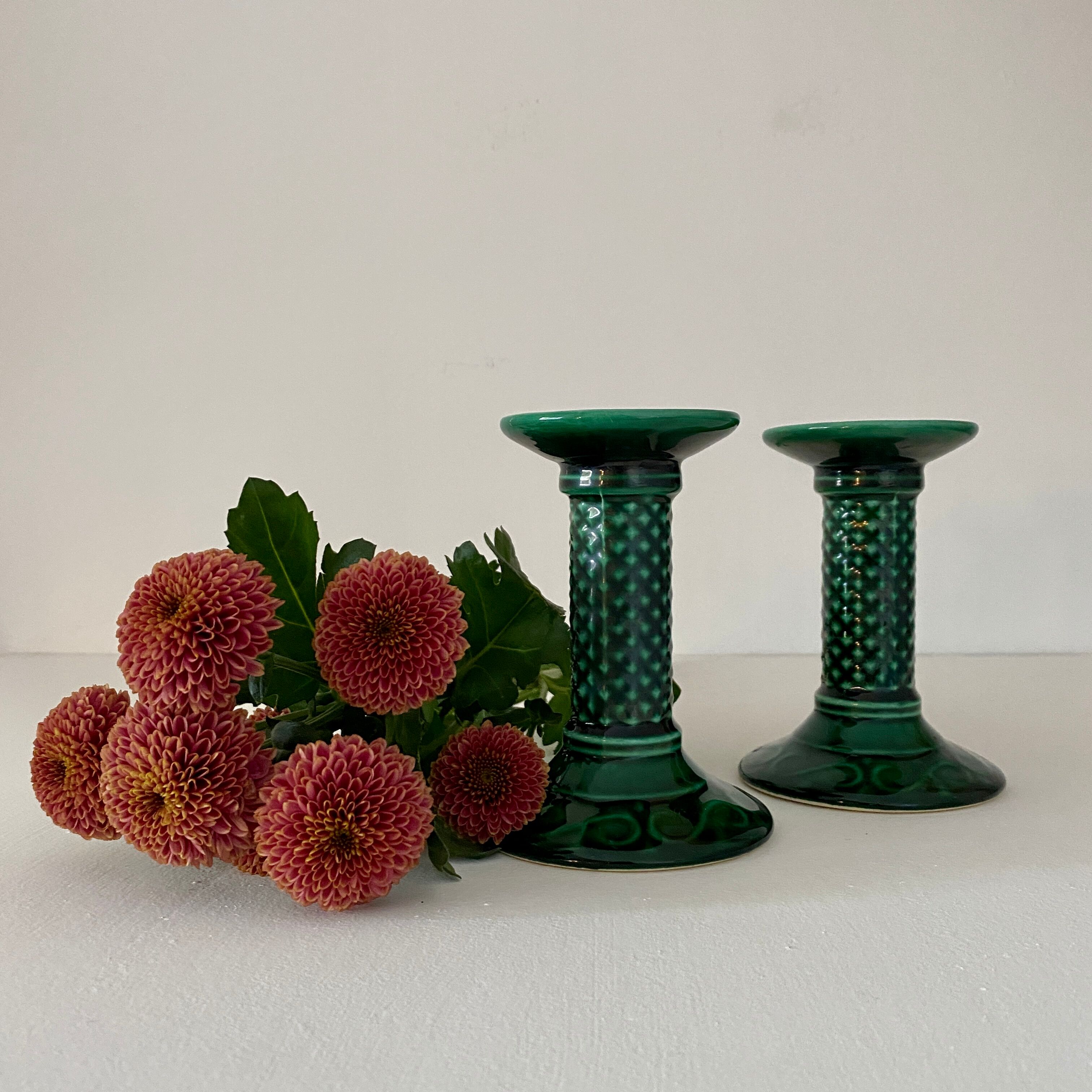 Pair of vintage art deco ceramic candle holders