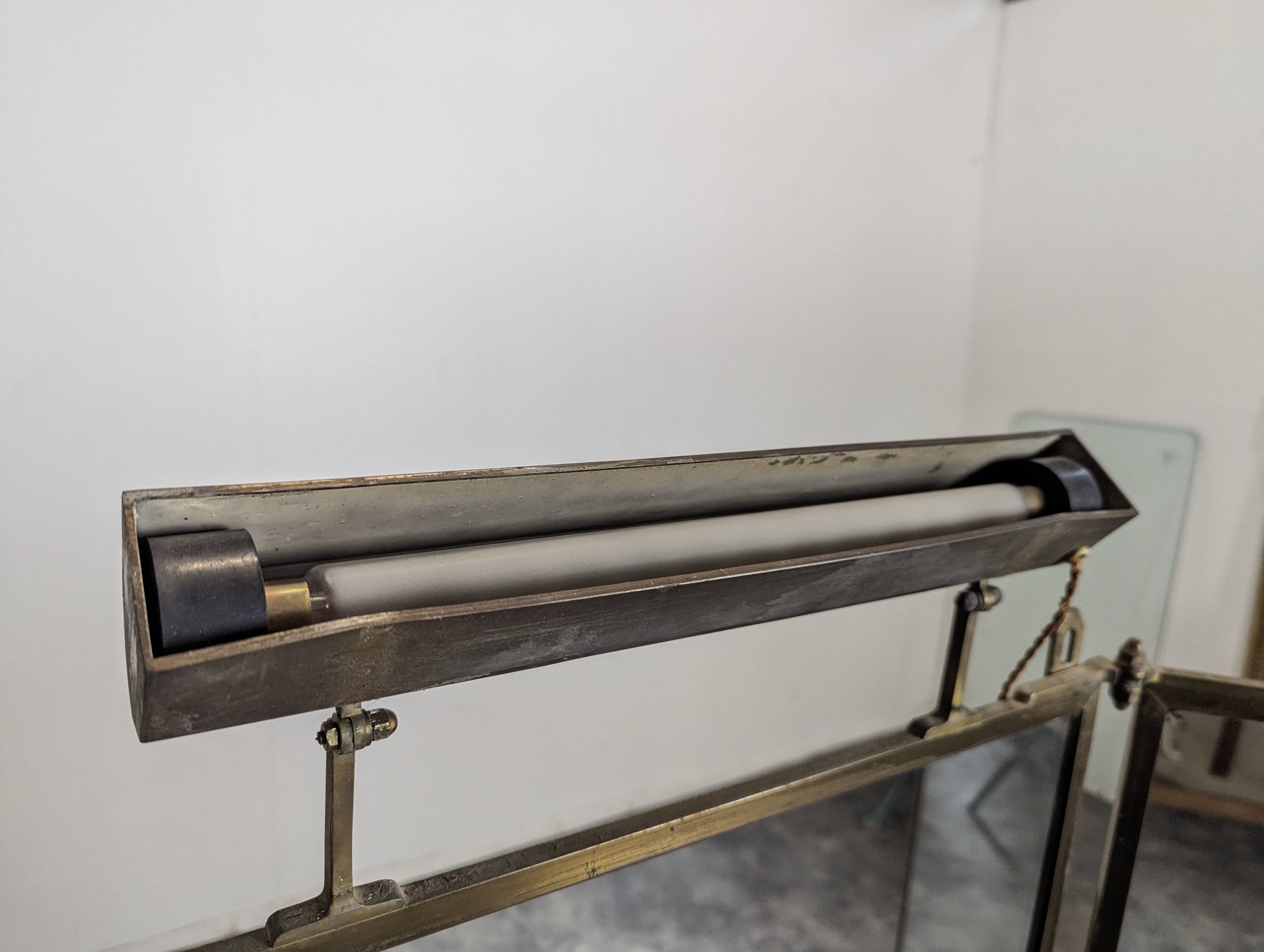 Nickel-plated bronze triptych mirror from the early 20th century.