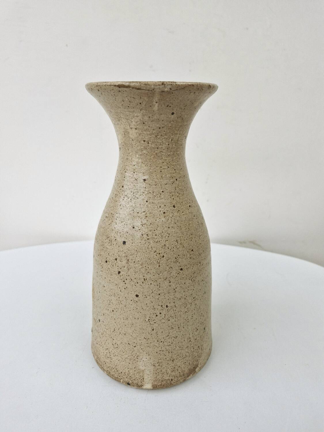 Vase Col Evasé En Grès Pyrité Moucheté H 23.5cm Artisanat Fait Main