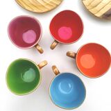 Coffee service Vallauris ceramic wood decoration