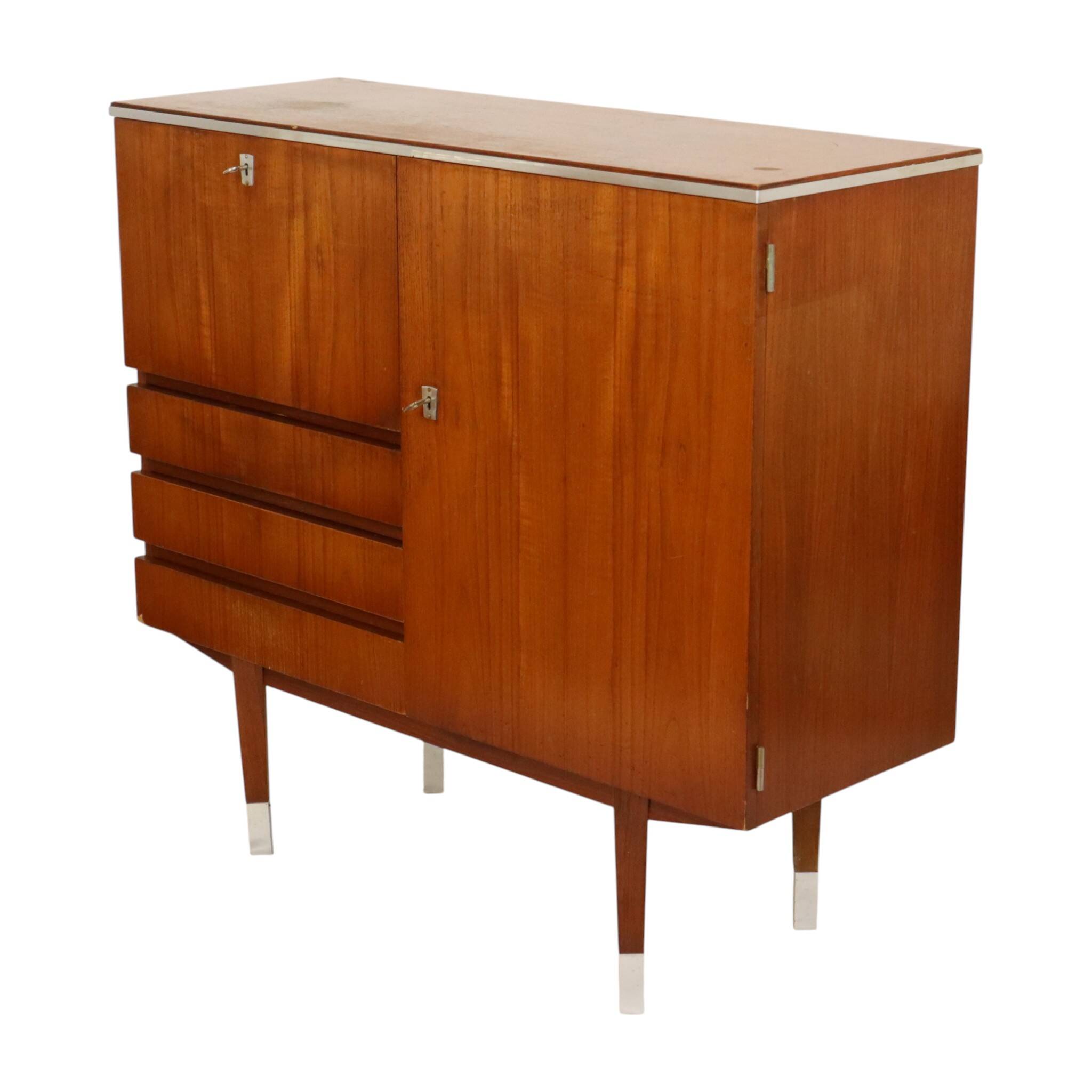 Meuble bar, buffet en placage de teck, années 1960