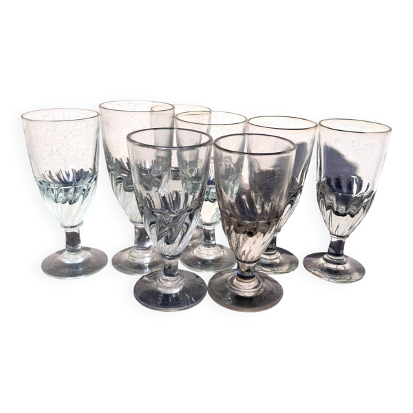 Service de verres de bistrot à absinthe, soufflés à la bouche