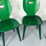 Set of 4 Swedish green pine designer chairs from Svensk Fur, 1950s of