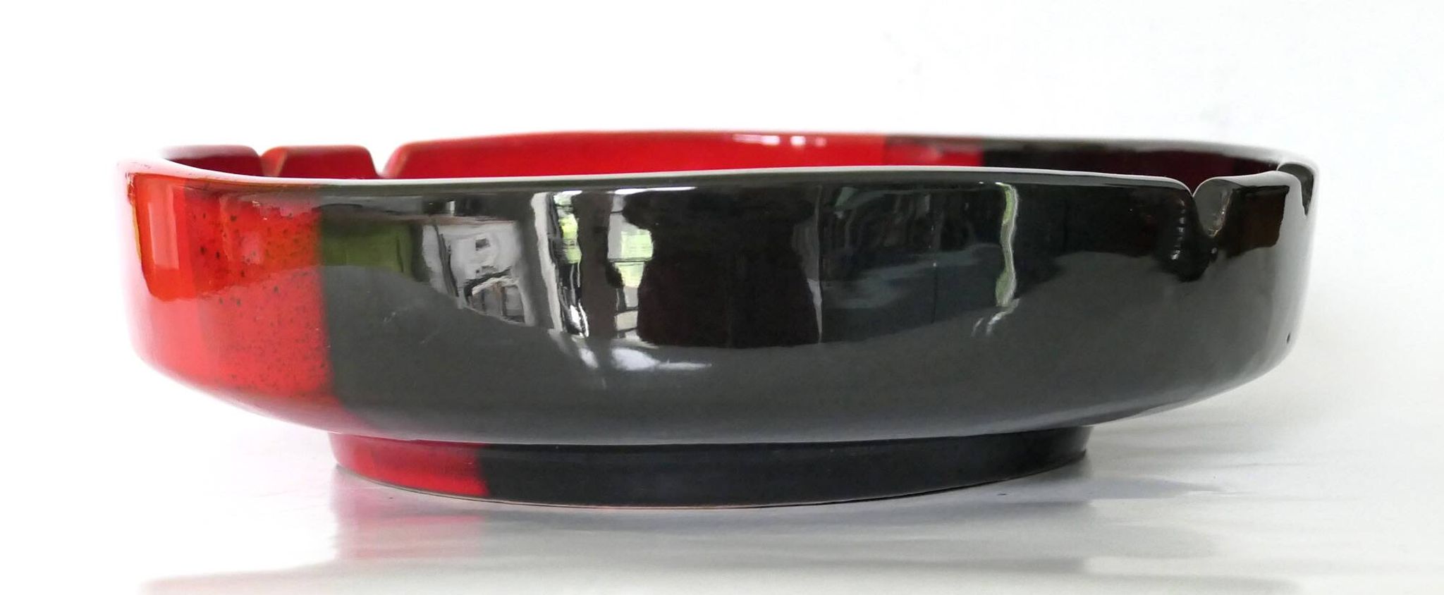 Vintage Italy red orange black ceramic ashtray 1970 Bitossi for Raymor