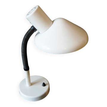Vintage white flexible black Space Age desk lamp, 1970s.