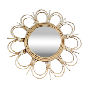 miroir en rotin vintage