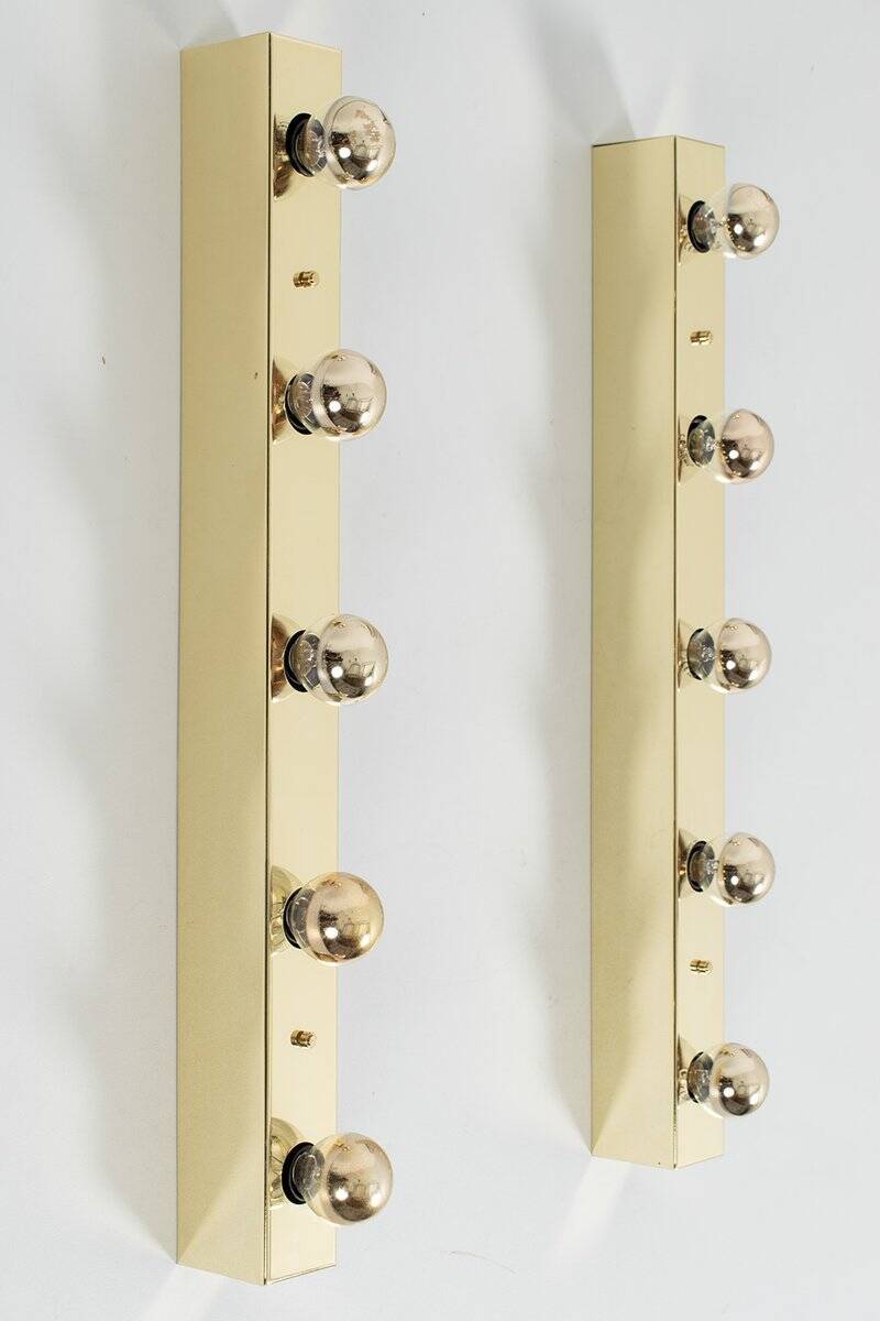 Brass Mirror Wall Lamps, Set of 2