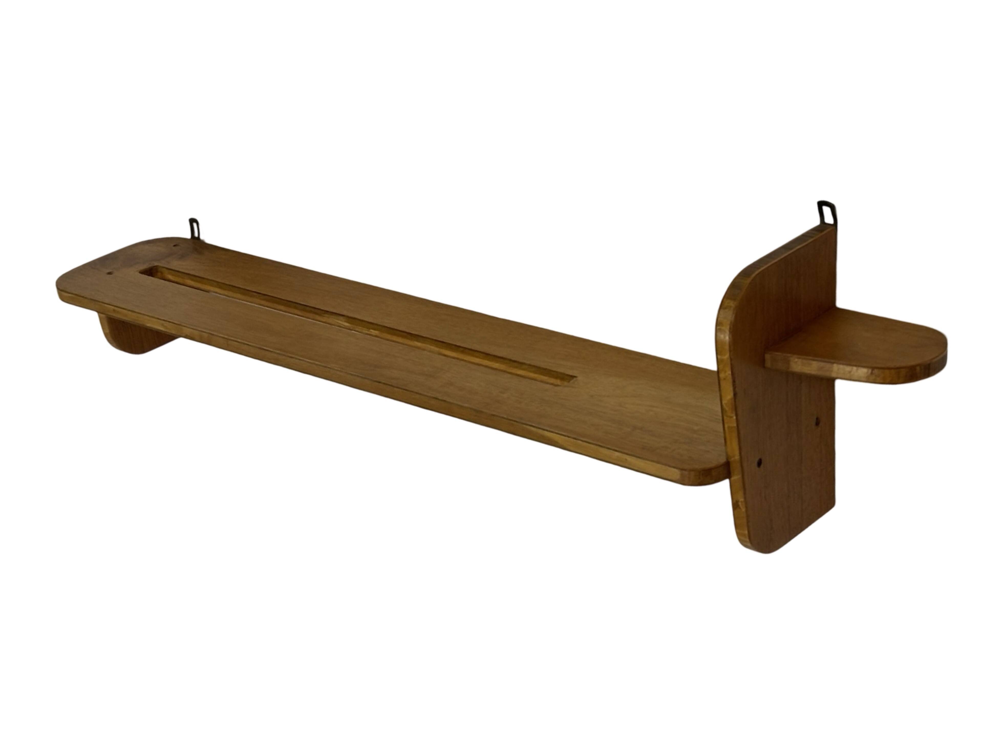 Vintage wooden wall shelve rack bookshelf in wood minimalist
