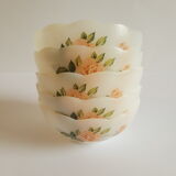 Set of 5 ramekins opaline Arcopal France roses 60s vintage