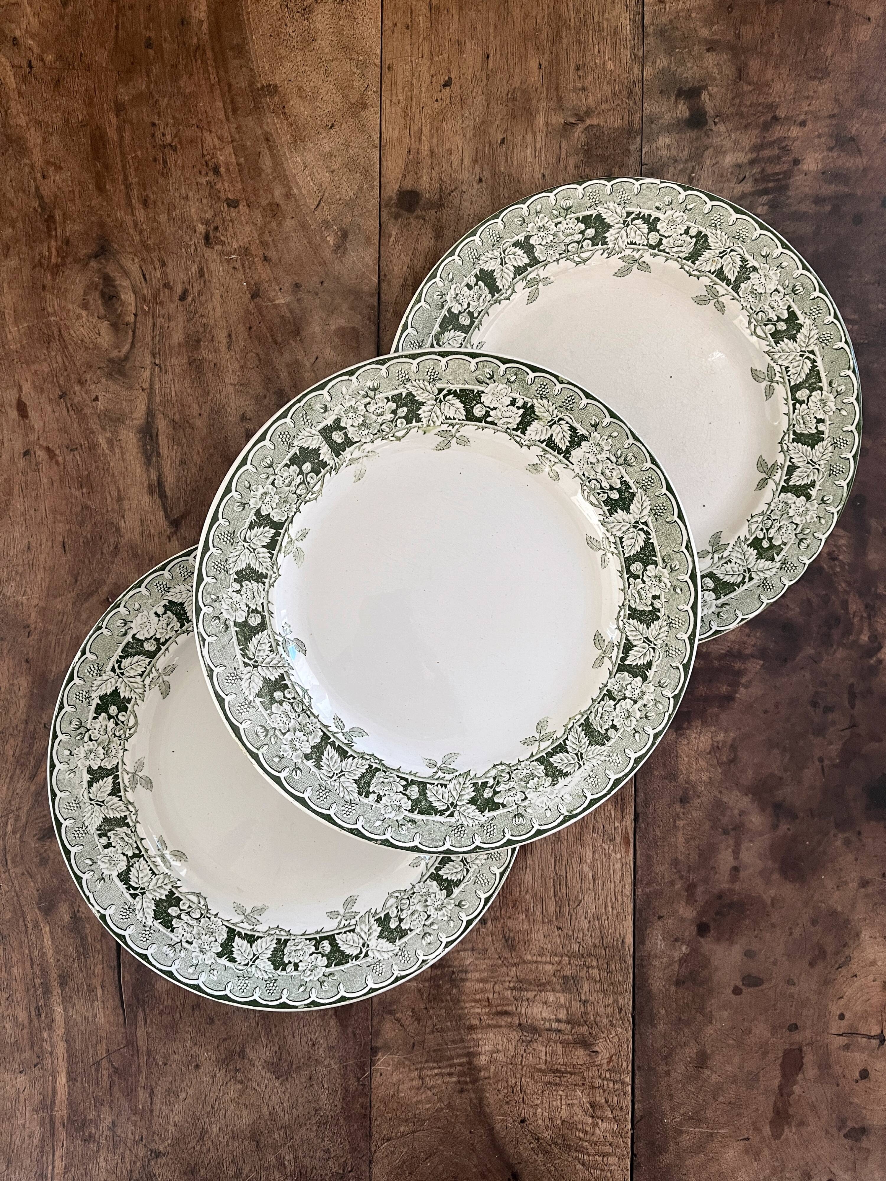 3 "Murier" ironstone dessert plates from Saint Amand and Hamage