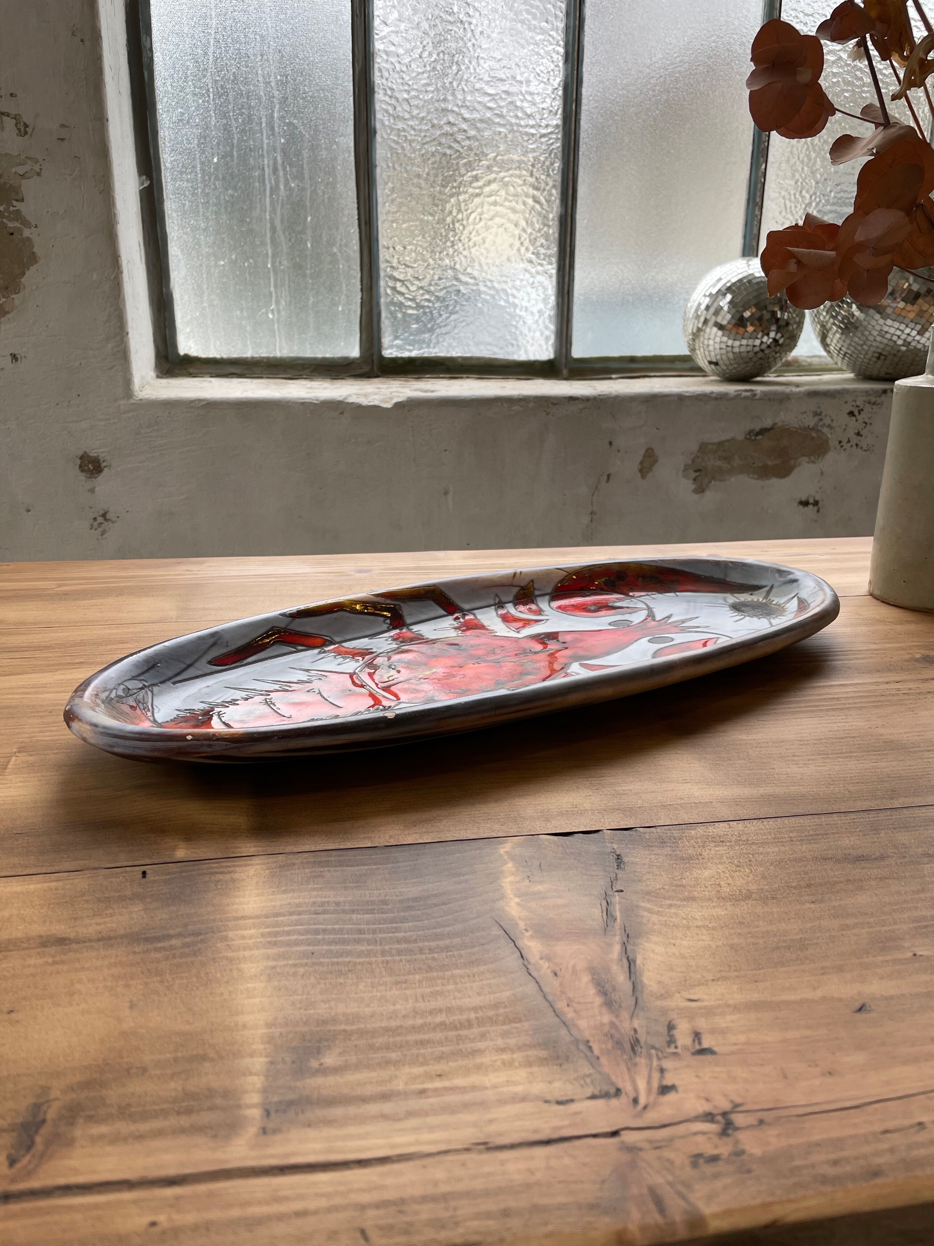 Plat céramique « homard » Vallauris Brunner