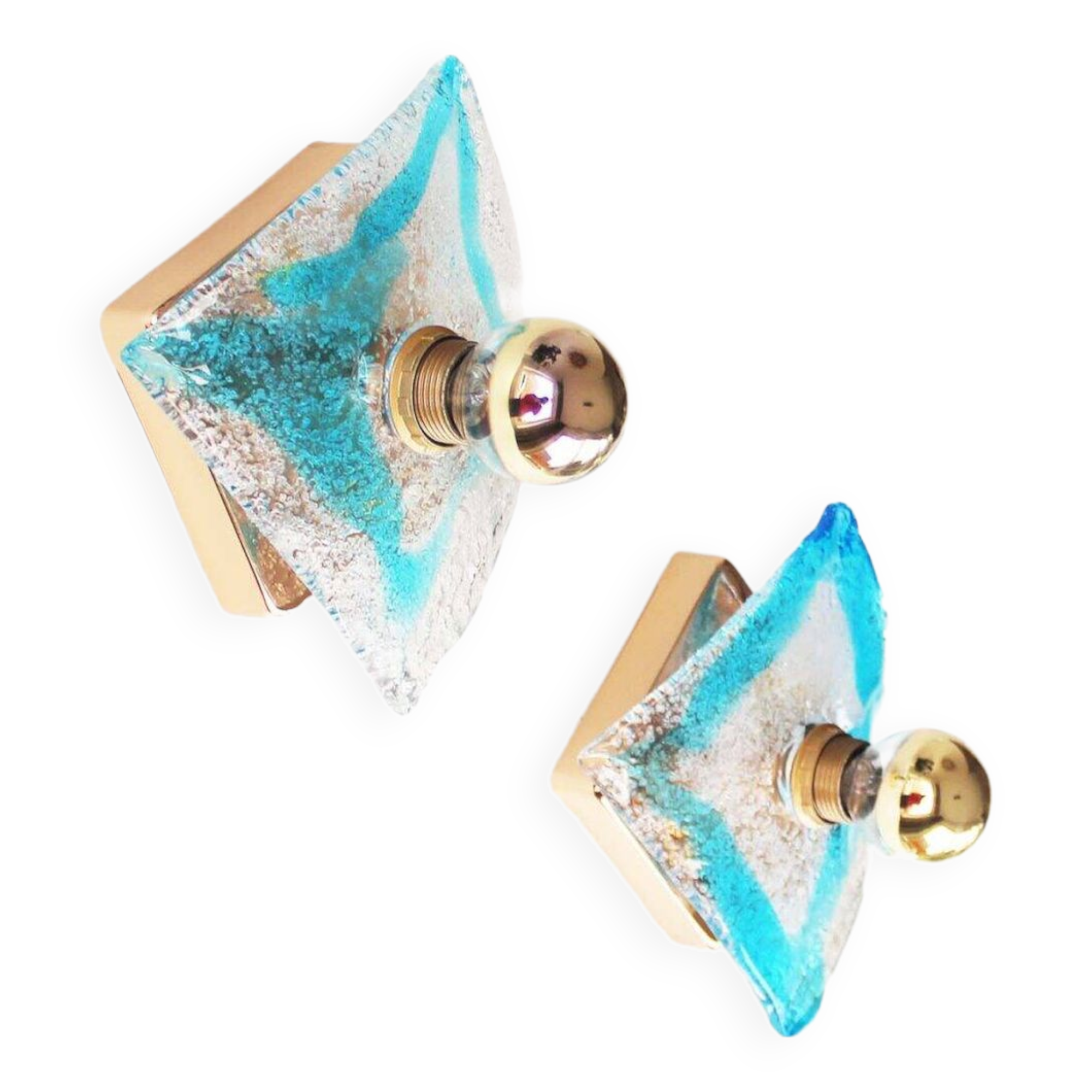 Pair of 1970's Murano Glass Wall Sconces by AV Mazzega
