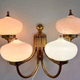 Big XXL brass and glass wall lamp in Art Deco, Art Nouveau style, around 1980s