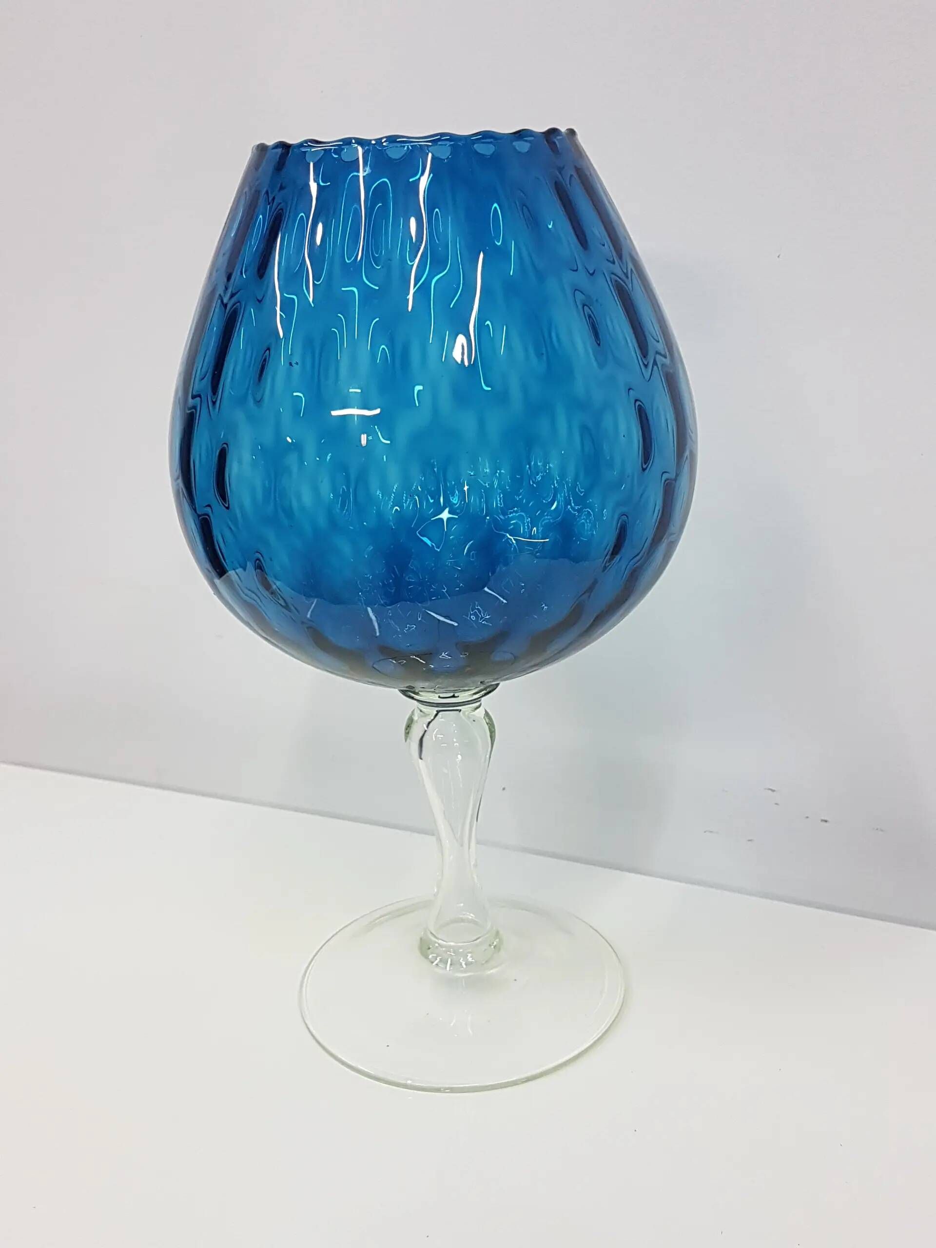 Blue-violet glass chalice vase, Italy, 1970s.