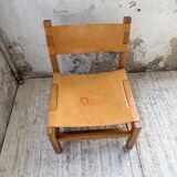 Elm and leather armchair Maison Regain