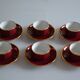 Set of 6 Apilco cups ** Rare colour Bordeaux or Burgundy **