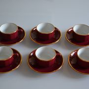 Set of 6 Apilco cups ** Rare colour Bordeaux or Burgundy **
