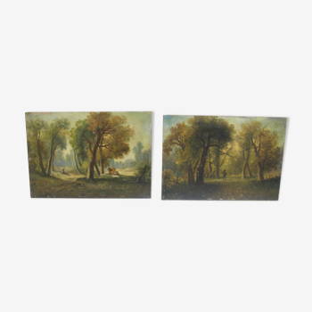 Two ancient paintings "hunting scenes"