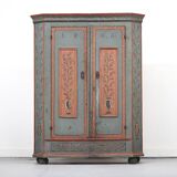 Rustic Farmhouse Folk Art Painted Bridal Cabinet dated 1806