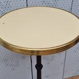 Table bistrot "mange-debout" vintage, crème, en fonte et laiton, 109 cm