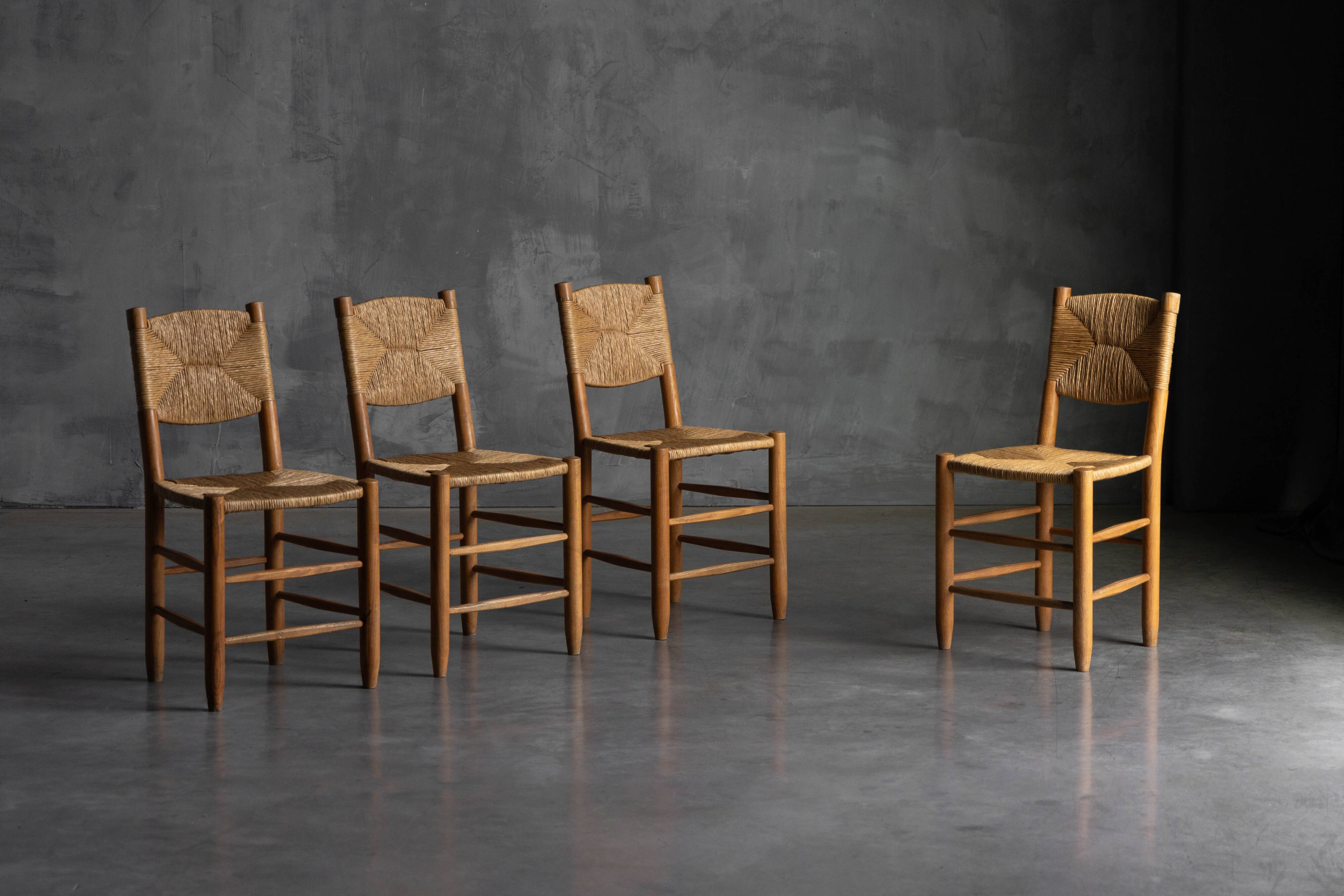 "Bauche" Dining Chairs by Charlotte Perriand for Steph Simon, France, 1950s