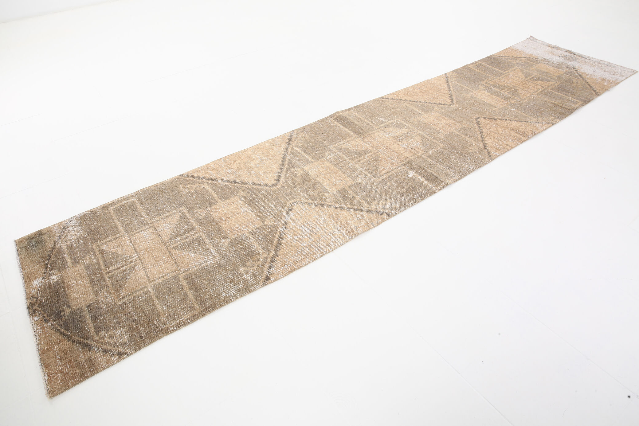 3x13 Vintage Turkish Runner Rug, 92x410Cm