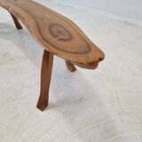 Banc en tronc d'arbre en bois, France 1960