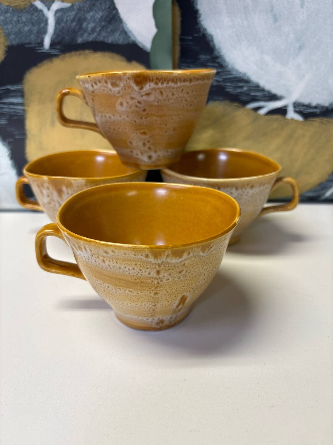 Ensemble de 4 tasses en grès vintage