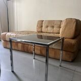 table basse carrée en chrome et verre noire, design