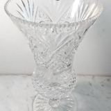 Hand-cut crystal vase on pedestal