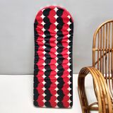 Postmodern Bamboo Rocking Chair with Red, Black and White Fabric Upholstery