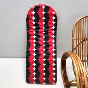 Postmodern Bamboo Rocking Chair with Red, Black and White Fabric Upholstery