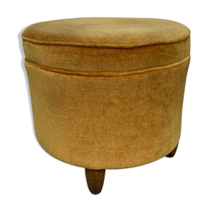 Pouf en velours ocre