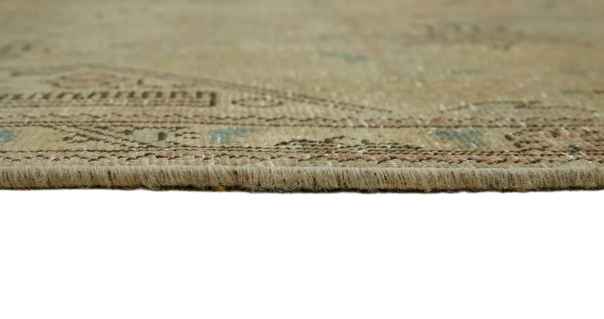 Hand-Knotted Anatolian Vintage 1970s 224 cm x 338 cm Beige Wool Carpet