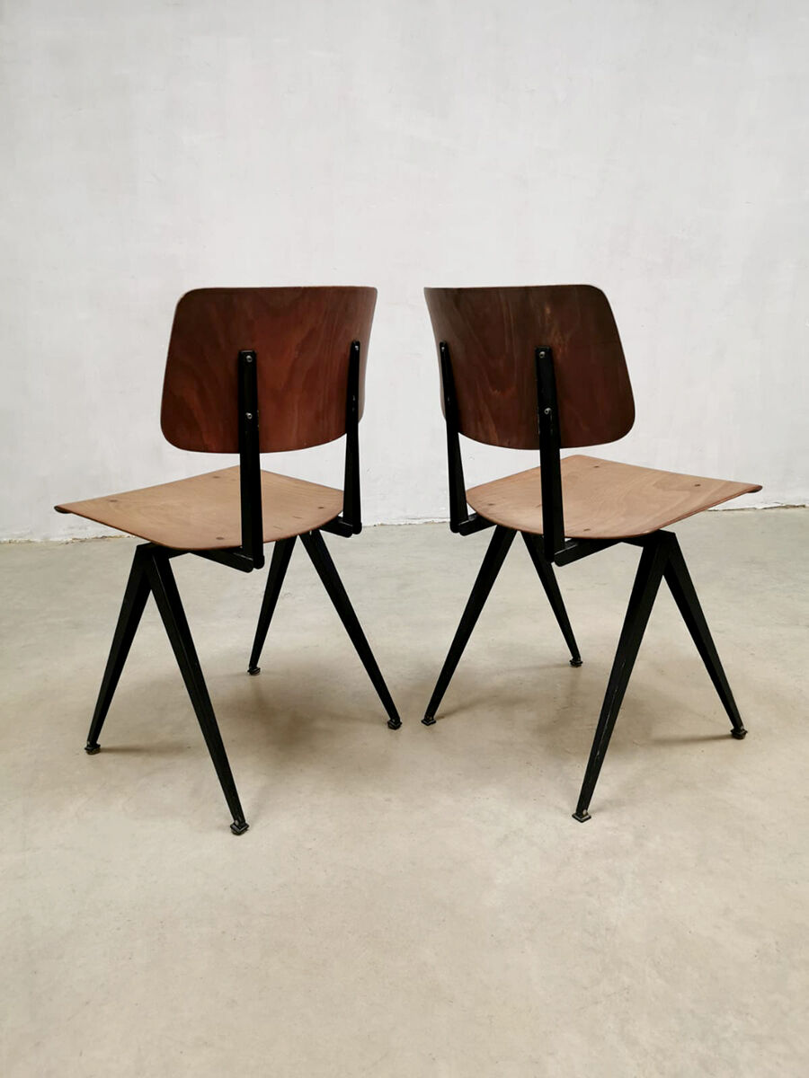 Set of 5 vintage industrial stacking school chairs Galvanitas model S16