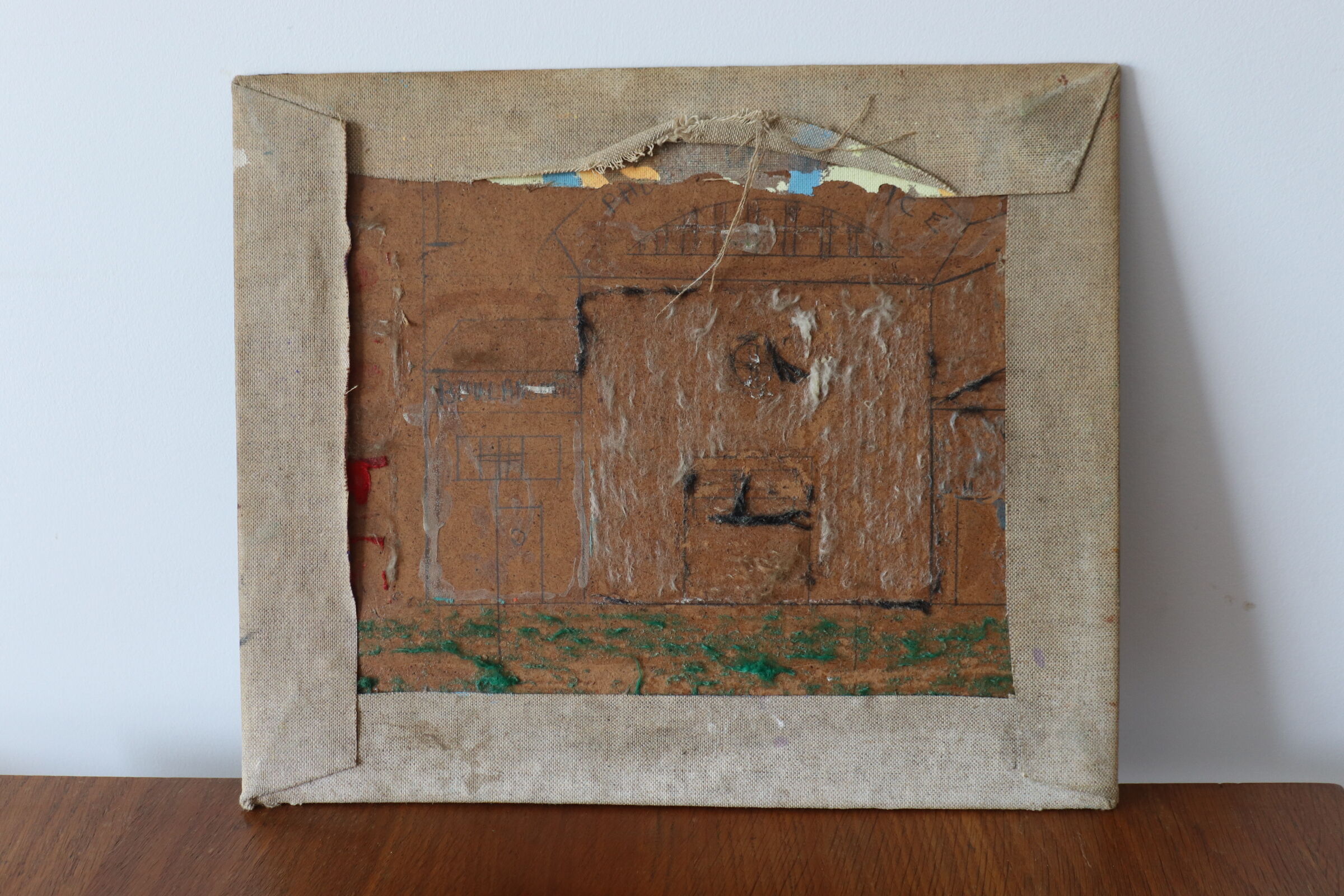 Oil on panel sandstone pot and apples