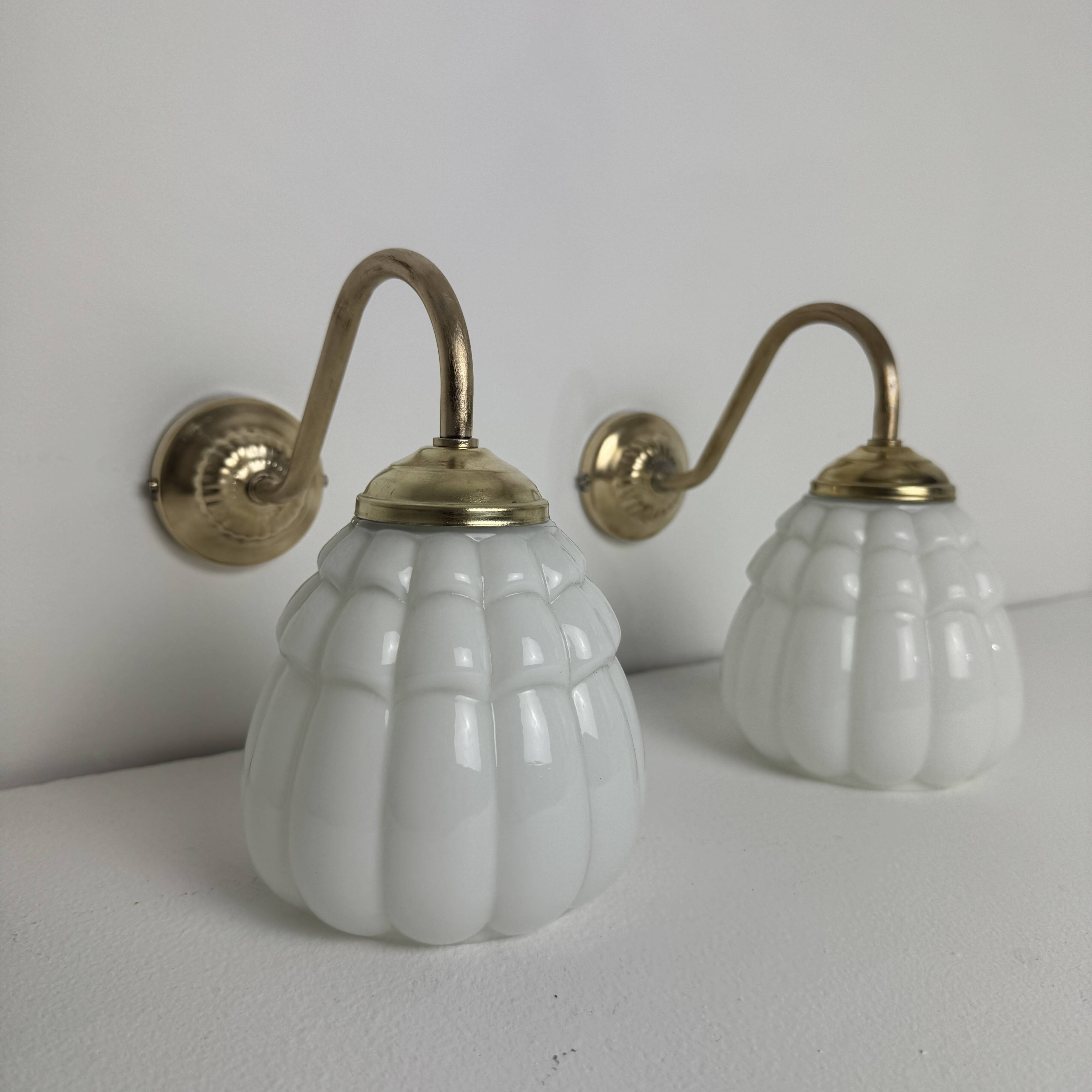 Pair of vintage opaline wall sconces